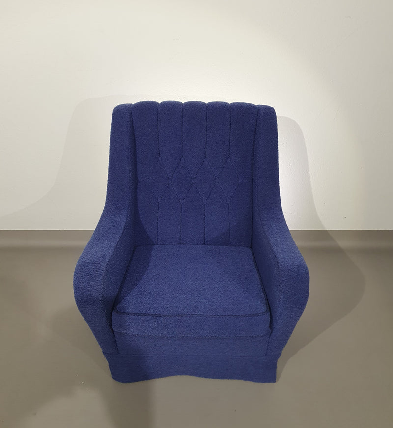 Sierlijke fauteuil / wollen bouclé / jaren 70