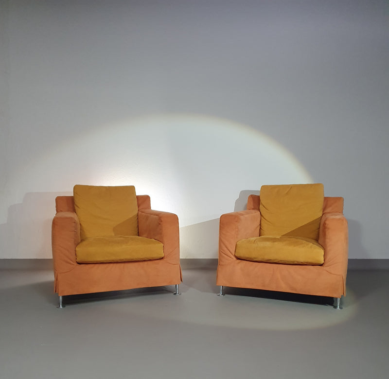 B&amp;B / B en B / Italia lounge stoelen model HARRY. Met zeldzame losse hoes van Antonio Citterio.