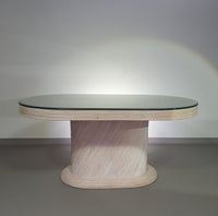Pensil riet, Gespleten riet tafel stoelen eetkamer set.
 Breed 160
 Diepte 92
 Hoogte 75 cm