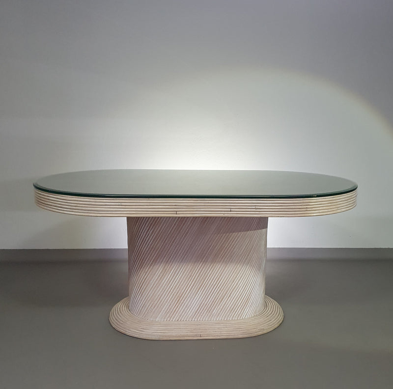 Pensil riet, Gespleten riet tafel stoelen eetkamer set.
 Breed 160
 Diepte 92
 Hoogte 75 cm