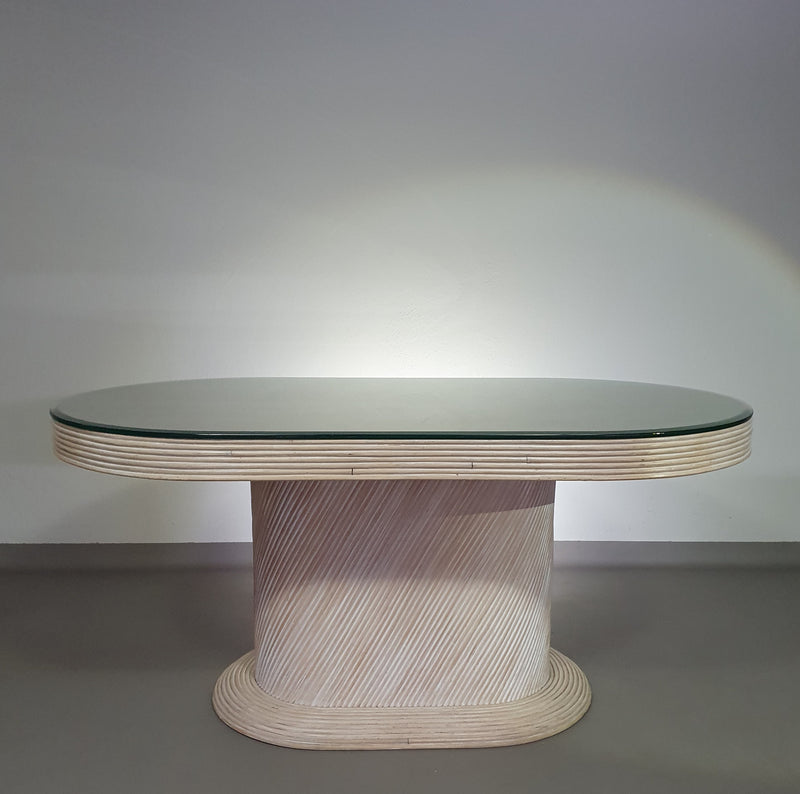 Pensil riet, Gespleten riet tafel stoelen eetkamer set.
 Breed 160
 Diepte 92
 Hoogte 75 cm