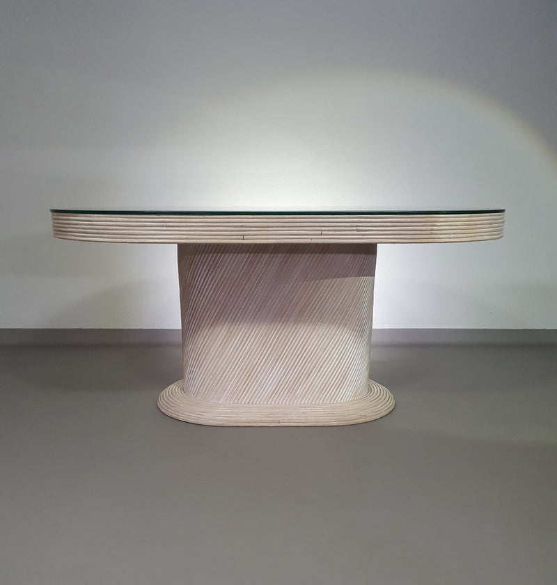 Pensil riet, Gespleten riet tafel stoelen eetkamer set.
 Breed 160
 Diepte 92
 Hoogte 75 cm
