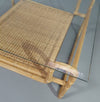 Mid Century salontafel. IJzeren frame / potloodriet / gespleten riet / rotan
 75x75x40cm
