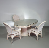 Pensil riet, Gespleten riet tafel stoelen eetkamer set.
 Breed 160
 Diepte 92
 Hoogte 75 cm
