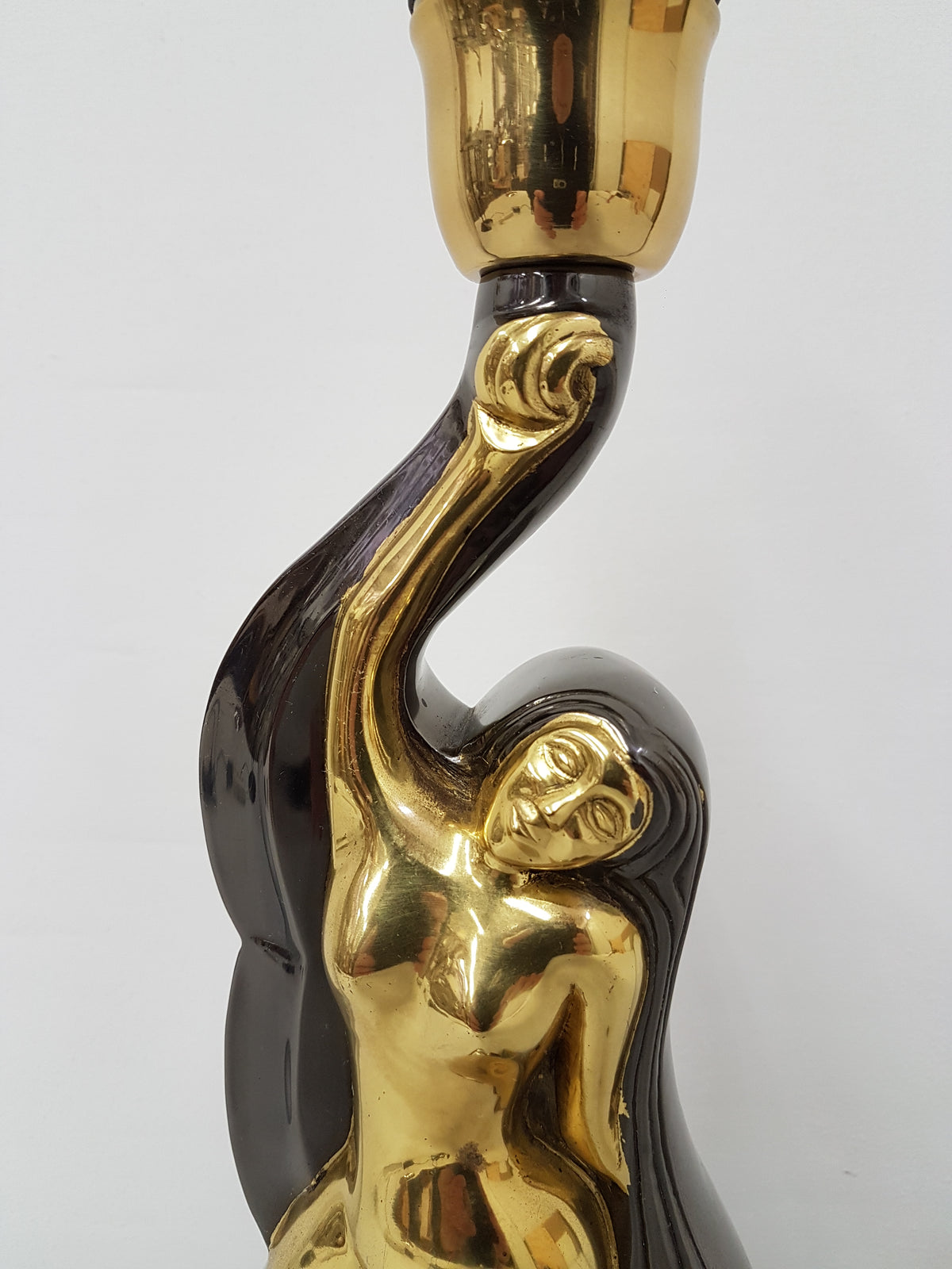 Vintage brass sculptural naked female figurine table lamp - 1970s