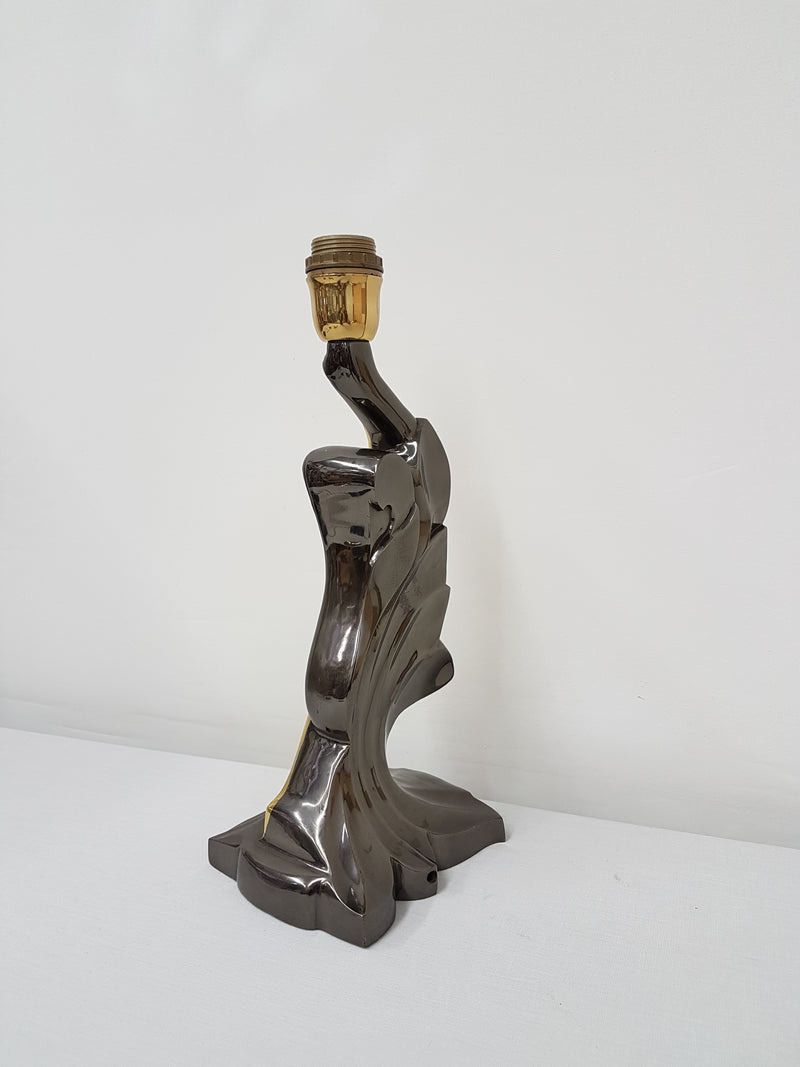 Vintage brass sculptural naked female figurine table lamp - 1970s