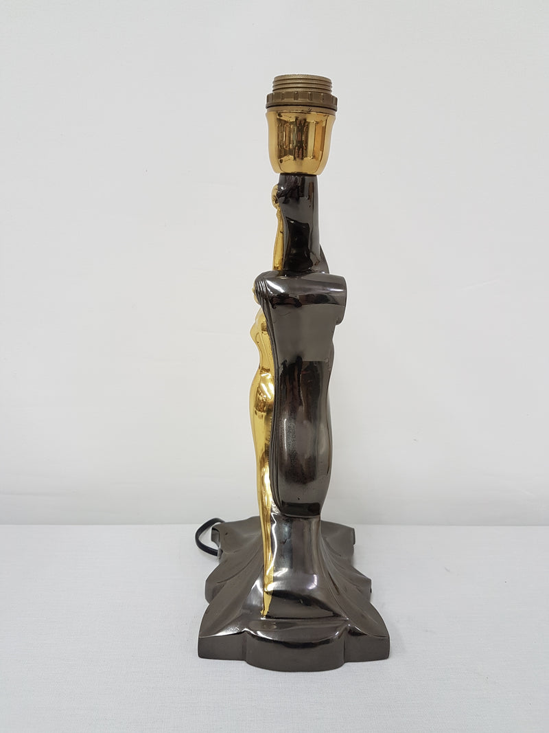Vintage brass sculptural naked female figurine table lamp - 1970s