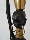 Levensgroot 169 cm bronzen Afrikaans vrouwenbeeld uit Oostenrijk, jaren 50