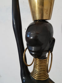 Levensgroot 169 cm bronzen Afrikaans vrouwenbeeld uit Oostenrijk, jaren 50