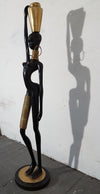 Levensgroot 169 cm bronzen Afrikaans vrouwenbeeld uit Oostenrijk, jaren 50
