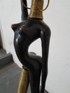 Levensgroot 169 cm bronzen Afrikaans vrouwenbeeld uit Oostenrijk, jaren 50