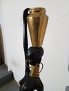 Levensgroot 169 cm bronzen Afrikaans vrouwenbeeld uit Oostenrijk, jaren 50