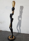 Levensgroot 169 cm bronzen Afrikaans vrouwenbeeld uit Oostenrijk, jaren 50