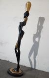 Levensgroot 169 cm bronzen Afrikaans vrouwenbeeld uit Oostenrijk, jaren 50