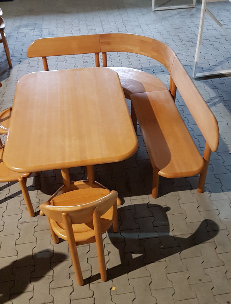 Zeer zeldzame Ansager mobler set, tafel, bank 3x stoelen / hoekbank