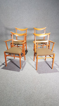 Set of 4 Dutch wooden dining armchairs in Danish style. 1950s