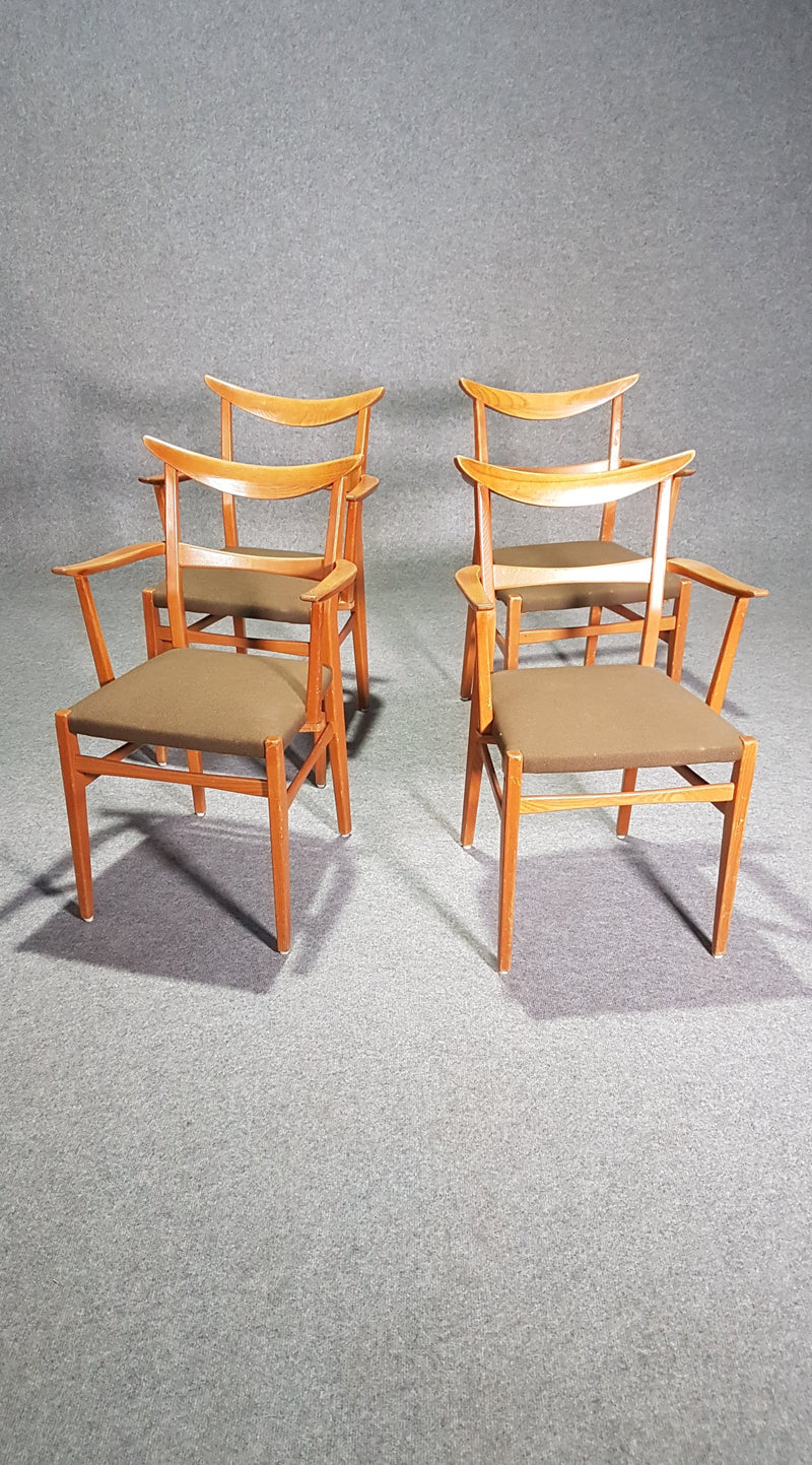 Set of 4 Dutch wooden dining armchairs in Danish style. 1950s
