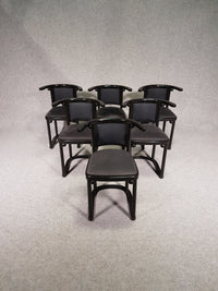 Set van 6 zwarte Fledermaus stoelen van Josef Hoffmann voor Wittmann, jaren 80.