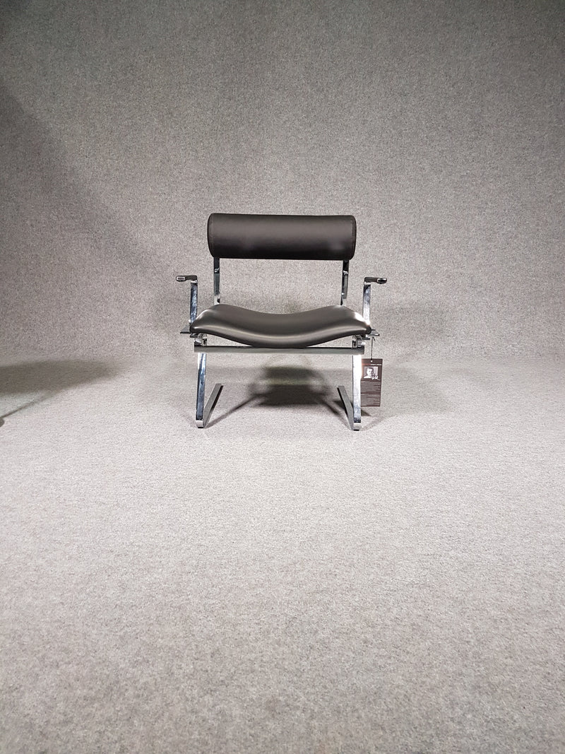 Leren en chromen loungestoel Cricket Plus van Joe Colombo, heruitgave van ICF International Carnovali - Nieuw