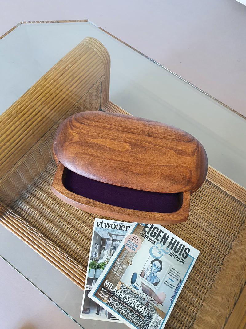Koa wood jewelry box by Dean Santner, 1980s , 8.5 x 36 x 19 cm