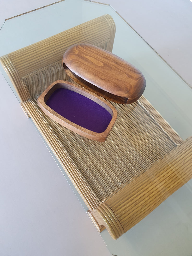 Koa wood jewelry box by Dean Santner, 1980s , 8.5 x 36 x 19 cm