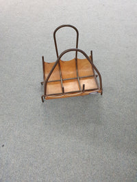 Firewood Basket leather and metal, 1960s
