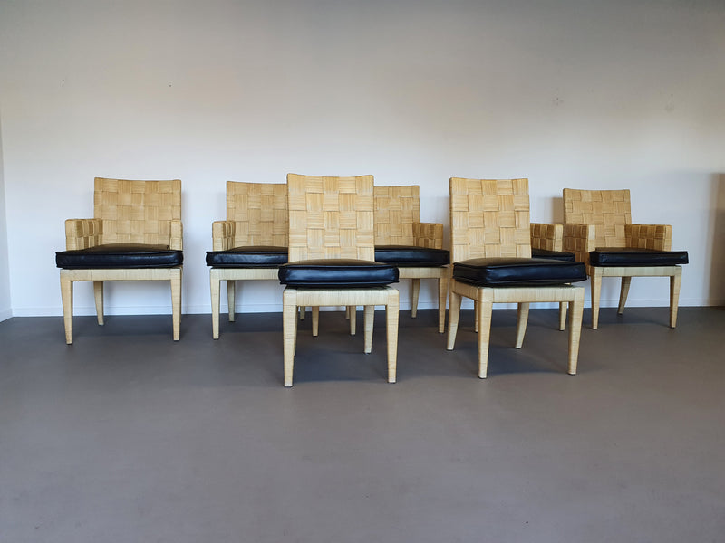Donghia Block Island-stoelen met originele leren zittingen van John Hutton