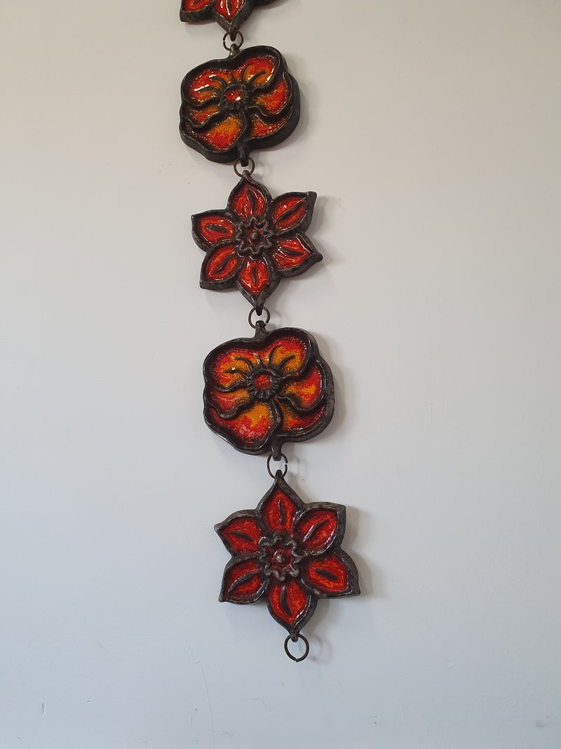 Wall Plaque by Jan Van Erp Ceramic Glaze Flowers Dutch Pottery Vintage Logohuman