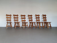 Olm wood brutalist wabi sabi eetkamerset / 6 stoelen / tafel.