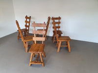 Olm wood brutalist wabi sabi eetkamerset / 6 stoelen / tafel.