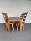 Olm wood brutalist wabi sabi eetkamerset / 6 stoelen / tafel.