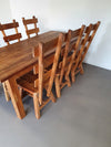 Olm wood brutalist wabi sabi eetkamerset / 6 stoelen / tafel.