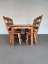 Olm wood brutalist wabi sabi eetkamerset / 6 stoelen / tafel.