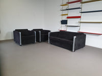 2 x Fauteuil 1 x bank maat 20/Sandwich. Ontwerp van Claire Bataille en Paul Ibens voor 't Spectrum collectie van 1973-1974