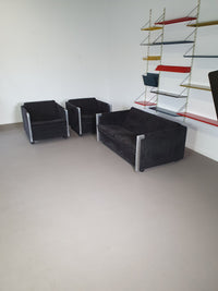 2 x Fauteuil 1 x bank maat 20/Sandwich. Ontwerp van Claire Bataille en Paul Ibens voor 't Spectrum collectie van 1973-1974