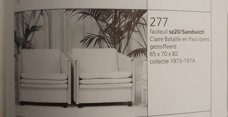 2 x Fauteuil 1 x bank maat 20/Sandwich. Ontwerp van Claire Bataille en Paul Ibens voor 't Spectrum collectie van 1973-1974