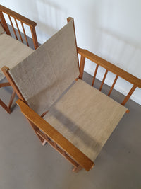 Origineel paar opvouwbare fauteuils, Deens, bewerkt door Hyllinge Mobler uit 1970