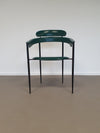 Set van zes zeldzame groene leren stiletto stoelen van Arrben met zwart frame