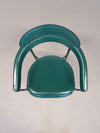 Set van zes zeldzame groene leren stiletto stoelen van Arrben met zwart frame
