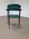 Set van zes zeldzame groene leren stiletto stoelen van Arrben met zwart frame