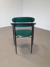 Set van zes zeldzame groene leren stiletto stoelen van Arrben met zwart frame