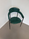 Set van zes zeldzame groene leren stiletto stoelen van Arrben met zwart frame