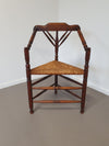 2 x Nederlandse fauteuil gedraaide bobbin hoekstoel biezen zitting rustiek