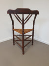 2 x Nederlandse fauteuil gedraaide bobbin hoekstoel biezen zitting rustiek
