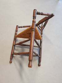 2 x Nederlandse fauteuil gedraaide bobbin hoekstoel biezen zitting rustiek