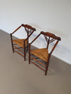 2 x Nederlandse fauteuil gedraaide bobbin hoekstoel biezen zitting rustiek