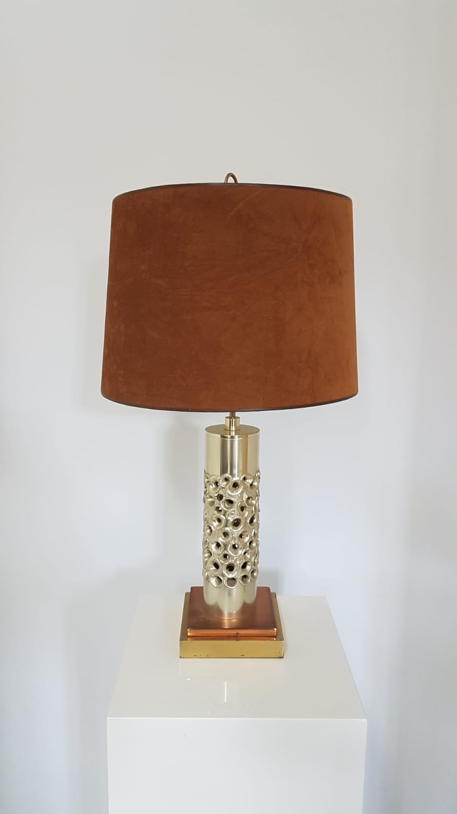Unique brutalist table lamp - silver-plated aluminum - Willy Luyckx for Aluclair - 1960s