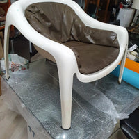 Very rare inside/outside polyester lounge chair with leather upholstery 1960s