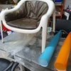 Very rare inside/outside polyester lounge chair with leather upholstery 1960s