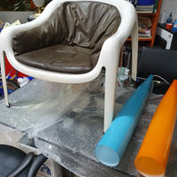 Very rare inside/outside polyester lounge chair with leather upholstery 1960s